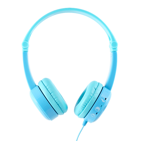 Light blue wireless store headphones